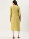 Women's Yellow Embellished Straight Kurta-SKC-3216-Yellow