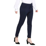 Smarty Pants Women's Cotton Lycra Ankle Length Blue Color Formal Trouser