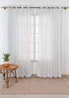 Oriental Stripes 100% Cotton Sheer Geometric curtain for Living room & bedroom - Light filtering - Powder Blue - Pack of 1-230823134