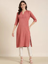 Women Mauve Solid Straight Kurta-NJ-1078236-Mauve