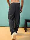 Men Grey Utility Pockets Parachute Pants