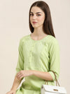 Women Green Solid Straight Kurta-RA-062-Green