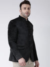 Hangup Men Standard Solid Men Formalwear-Black5ButtonVelvetBlazer