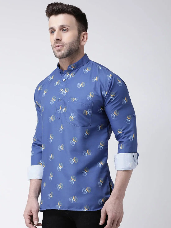 Hangup Men Slim Printed Men's Indian Wear-K13ShortKurta