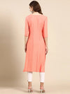 Women's Peach Embellished Straight Kurta-SKC-941-Peach