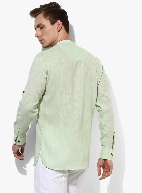 Hangup Men Slim Solid Men's Indian Wear-GreenKurta