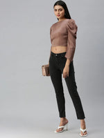 Women Taupe Solid Top-AE-7033-Taupe