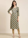 Women Beige Geometrical Straight Kurta-AT-935-K-Beige