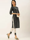 Women's Grey Striped Kurta Sets-SB-33395-Grey