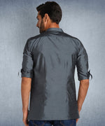 Hangup Men Standard Solid Men's Indian Wear-DarkGrey_Dupion_Patch_Short2Kurta