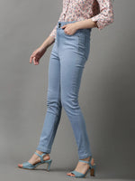 Women's Blue Solid Skinny Fit Denim Jeans-IM-10027-Blue