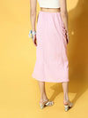 Women Pink Side Ruched Skirt