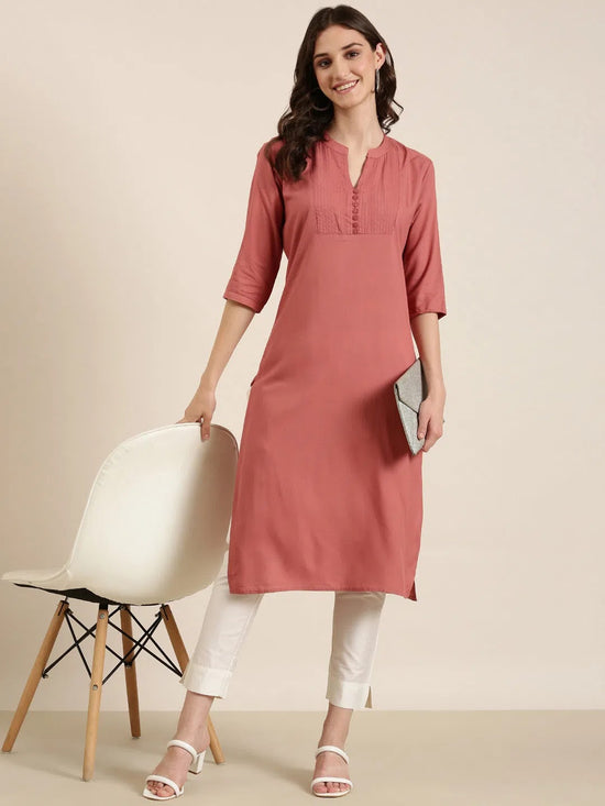 Women Mauve Solid Straight Kurta-NJ-1078236-Mauve