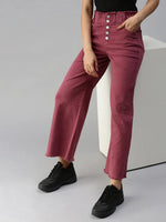 Women's Mauve Solid Denim Wide Leg Jeans-LT-10326-Mauve