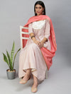 Women's White & Pink Printed Kurta Sets-BS1595A-White-Pink