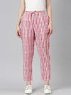 Women White Striped Trouser-BGE-006-Whitepink