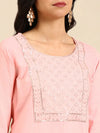 Women's Pink Solid Straight Kurta-NJ-3160222-Peach