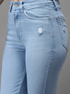 Women's Blue Solid Skinny Fit Denim Jeans-GZ-5161-Blue