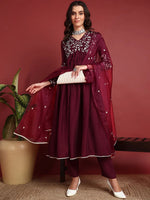 Ahika Cotton Solid Maroon Indian Ethnic