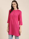 Women Fuchsia Solid Straight Kurti-RJF-001-Fuchsia