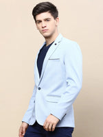 Men Blue Solid Casual Blazers-LBR-5500-Blue