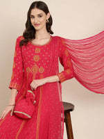 Women Coral Printed Kurta Set-GW-2974-Coral