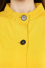 Women Solid Mustard Full Sleeve Jacket