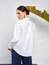 Women White Poplin Pearl Studded Shirt