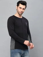 Rigo Men Black Cut And Sew T-Shirt