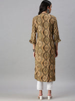 Women's Olive Printed Straight Kurta-BCSK585-Olive