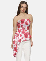 Floral White Flared Bandeau Top-17306