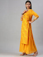 Women's Yellow Printed Kurta Sets-FS2181-Yellow