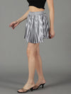 Women's Grey Solid Flared Skirt-AE-10349-Grey