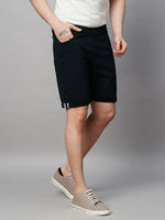 Genips Men's Navy Cotton Lycra Slim Fit Shorts