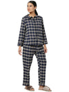 Smarty Pants Women's Brush Cotton Navy Blue Color Checks Night Suit-SMNSP-769B-S