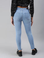 Women's Blue Solid Denim Skinny Jeans-GZ-5163A-Blue