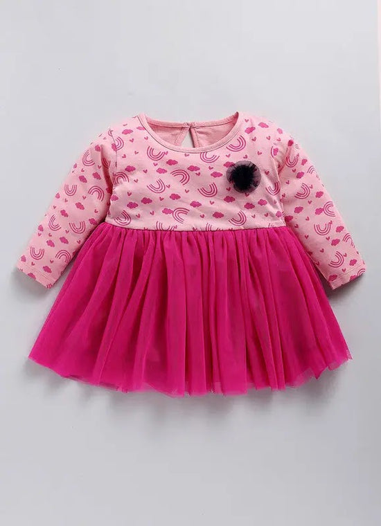 Mimino Indi Baby Girls Below Knee Party Dress (Pink, Full Sleeve)-IGFRKMN668_12/18