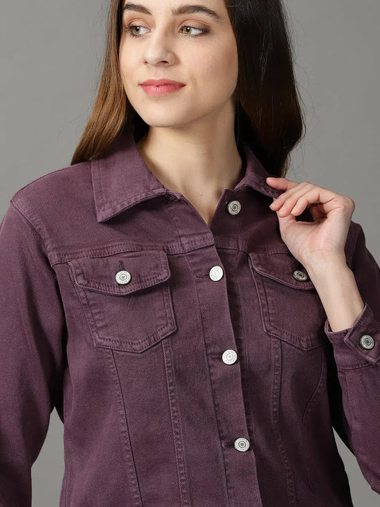 Women's Violet Solid Open Front Jacket-GZ-5577-Violet