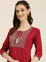 Women Maroon Floral Straight Kurta-NJ-3546260-Maroon