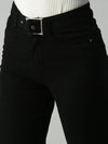 Women's Black Solid Denim Wide Leg Jeans-IM9811-Black