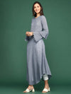 Women's Navy Blue Solid A-Line Kurta-ON-397-Navyblue