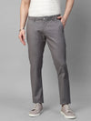 Genips Men's Cotton Stretch Caribbean Slim Fit Self Design Grey Trousers