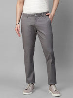 Genips Men's Cotton Stretch Caribbean Slim Fit Self Design Grey Trousers