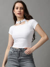 Women's White Solid Top-AC-18-White