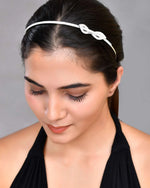 Silver Plated Bow Shaped  AD studded Hairband-VOJ453