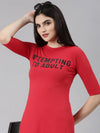 Women Red Typographic A-Line Dress-AE-15881-Red