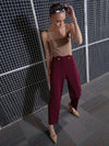 Women Red Waist Button Pants