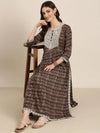 Women Taupe Printed Anarkali Kurta-SNG-7292-Taupe