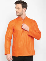 Hangup Men Standard Solid Men's Indian Wear-Orange_Magic_Patch_ShortKurta