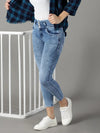 Women's Blue Solid Slim Fit Denim Jeans-GZ-5316-2-Blue